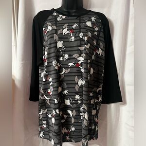 LuLaRoe Disney Donald Duck Black and Gray Women's Top